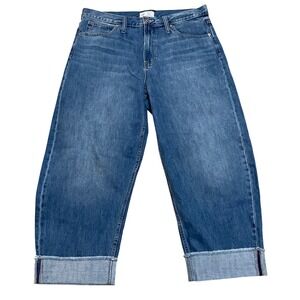 GAP Barrel High Rise Cuffed Jeans Medium Wash Women's 34/18 100% Cotton Classic